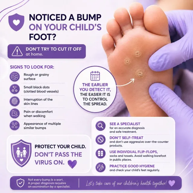 Instagram infographic: noticed a bump on your child's foot? Signs to look for and how to protect them.